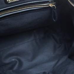مملوكة مسبقًا Ralph Lauren Black Patent Leather and Canvas Shopper Tote