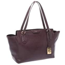 Pre Owned حقيبة يد رالف لورين جلد عنابية