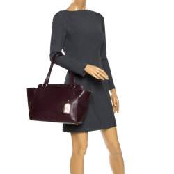 Pre Owned حقيبة يد رالف لورين جلد عنابية