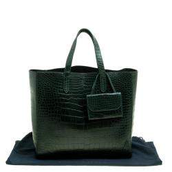 Pre Owned حقيبة شوبر رالف لورين إيزي جلد تمساح أخضر