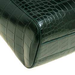 Pre Owned حقيبة شوبر رالف لورين إيزي جلد تمساح أخضر