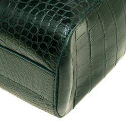 Pre Owned حقيبة شوبر رالف لورين إيزي جلد تمساح أخضر