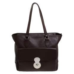 Pre Owned حقيبة يد رالف لورين شوبر جلد بنية