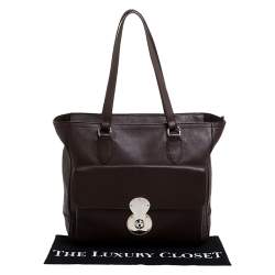 Pre Owned حقيبة يد رالف لورين شوبر جلد بنية