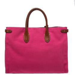 مملوكة مسبقًا Ralph Lauren Hot Pink Canvas and Leather Tassel Tote