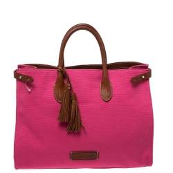 مملوكة مسبقًا Ralph Lauren Hot Pink Canvas and Leather Tassel Tote