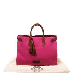 مملوكة مسبقًا Ralph Lauren Hot Pink Canvas and Leather Tassel Tote