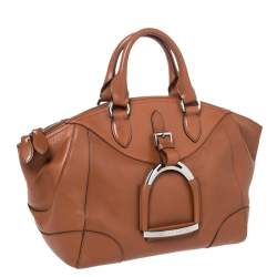 Pre Owned Ralph Lauren Tan Leather Equestrian Buckle Satchel