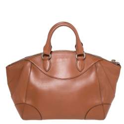 Pre Owned Ralph Lauren Tan Leather Equestrian Buckle Satchel