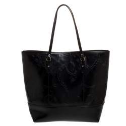 مملوكة مسبقًا Ralph Lauren Black Equestrian Embossed Leather Belmar Tote
