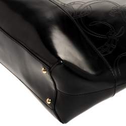 مملوكة مسبقًا Ralph Lauren Black Equestrian Embossed Leather Belmar Tote