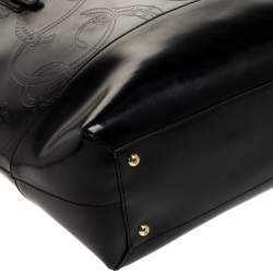 مملوكة مسبقًا Ralph Lauren Black Equestrian Embossed Leather Belmar Tote