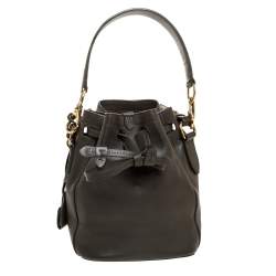 Pre Owned Ralph Lauren Olive Green Leather Ricky Drawstring Bucket Bag