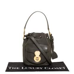 Pre Owned Ralph Lauren Olive Green Leather Ricky Drawstring Bucket Bag