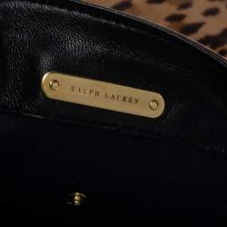 Pre Owned Ralph Lauren Beige Leopard Print Calfhair Hobo