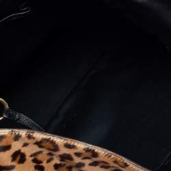 Pre Owned Ralph Lauren Beige Leopard Print Calfhair Hobo