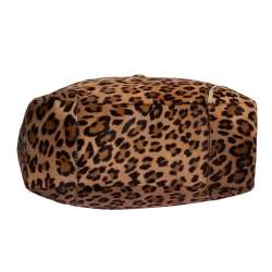 Pre Owned Ralph Lauren Beige Leopard Print Calfhair Hobo