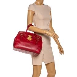 Pre Owned Ralph Lauren Red Soft Leather Ricky 33 Tote