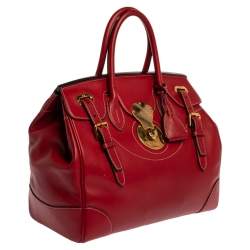 Pre Owned Ralph Lauren Red Soft Leather Ricky 33 Tote