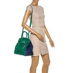 Pre Owned Ralph Lauren Green/Blue Leather Ricky Tote