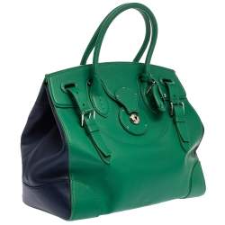 Pre Owned Ralph Lauren Green/Blue Leather Ricky Tote