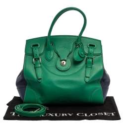 Pre Owned Ralph Lauren Green/Blue Leather Ricky Tote