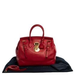 Pre Owned Ralph Lauren Red Leather Ricky 32 Tote