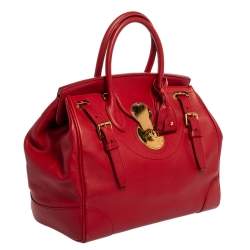 Pre Owned Ralph Lauren Red Leather Ricky 32 Tote