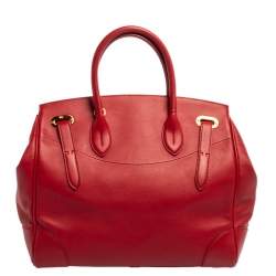 Pre Owned Ralph Lauren Red Leather Ricky 32 Tote