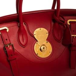 Pre Owned Ralph Lauren Red Leather Ricky 32 Tote