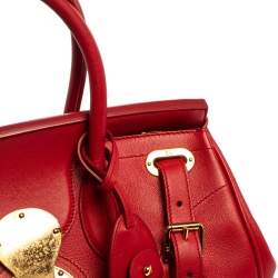 Pre Owned Ralph Lauren Red Leather Ricky 32 Tote