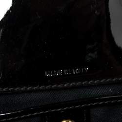 Pre Owned Ralph Lauren Black Printed Canvas and Patent Leather Buckle Tote