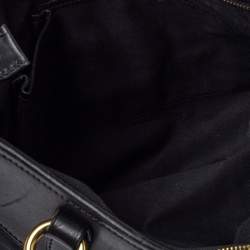 Pre Owned Ralph Lauren Black Equestrian Print Nylon and Leather Hobo