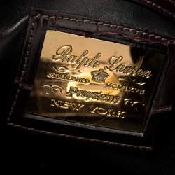 Pre Owned حقيبة يد رالف لورين ريكي جلد تمساح أرجواني داكن