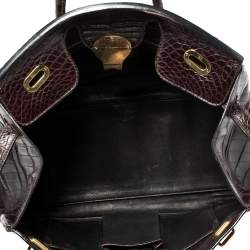 Pre Owned حقيبة يد رالف لورين ريكي جلد تمساح أرجواني داكن