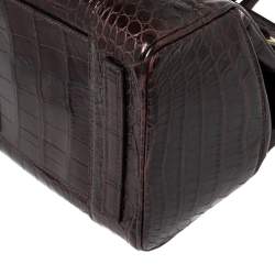 Pre Owned حقيبة يد رالف لورين ريكي جلد تمساح أرجواني داكن