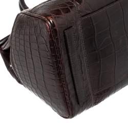 Pre Owned حقيبة يد رالف لورين ريكي جلد تمساح أرجواني داكن