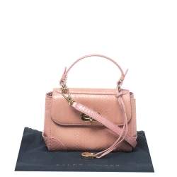 Pre Owned Ralph Lauren Pink Snakeskin Mini Tiffin Top Handle Bag