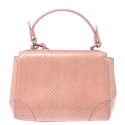 Pre Owned Ralph Lauren Pink Snakeskin Mini Tiffin Top Handle Bag