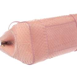 Pre Owned Ralph Lauren Pink Snakeskin Mini Tiffin Top Handle Bag