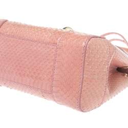 Pre Owned Ralph Lauren Pink Snakeskin Mini Tiffin Top Handle Bag