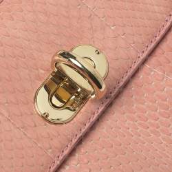 Pre Owned Ralph Lauren Pink Snakeskin Mini Tiffin Top Handle Bag