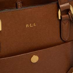 Pre Owned Ralph Lauren Brown Leather Front Pocket Tote