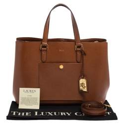 Pre Owned Ralph Lauren Brown Leather Front Pocket Tote