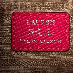 Pre Owned RLL Lauren Ralph Lauren Pink Textured Leather Charleston Shoulder Bag
