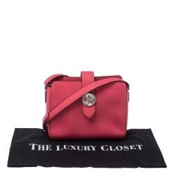 Pre Owned RLL Lauren Ralph Lauren Pink Textured Leather Charleston Shoulder Bag