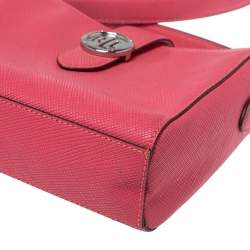 Pre Owned RLL Lauren Ralph Lauren Pink Textured Leather Charleston Shoulder Bag
