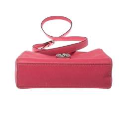 Pre Owned RLL Lauren Ralph Lauren Pink Textured Leather Charleston Shoulder Bag