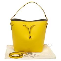 Ralph Lauren Yellow Leather Debby Bucket Drawstring Bag