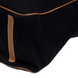 Pre Owned Ralph Lauren Black/Brown Leather Canvas Shopper Tote